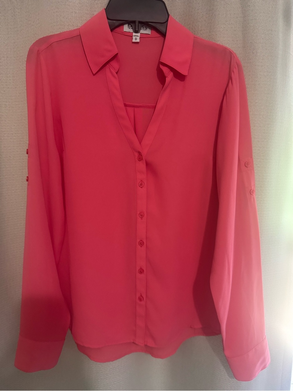 Express Coral Pink Button-Down Blouse